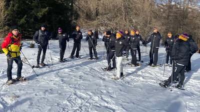Die Austria-Profis beim Schneeschuh-Wandern