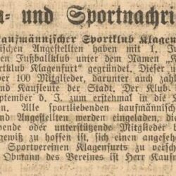 Artikel von der Gründung im Sommer 1920