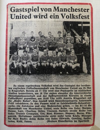 Zeitungsartikel Manchester United 1971