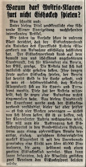Zeitungsartikel Kärntner Tagblatt 9.1.1938